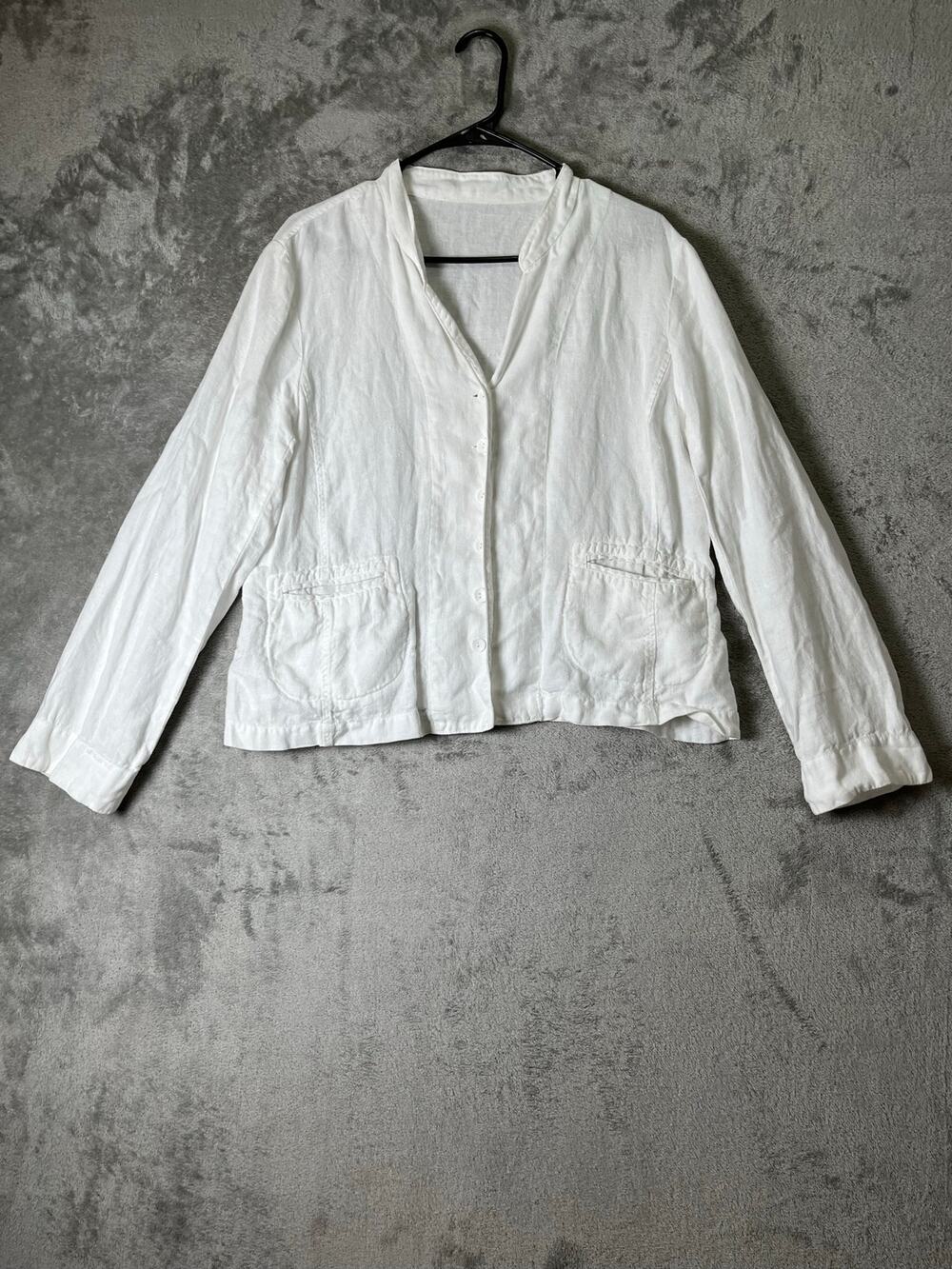 Eileen Fisher Irish Linen Blazer Lightweight Coastal Grandmother Minimalist Chic